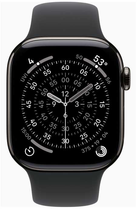 Išmanusis laikrodis Apple Watch S11 Titan Schiefer Cellular 42mm (Sportinis dirželis juodas) S/M