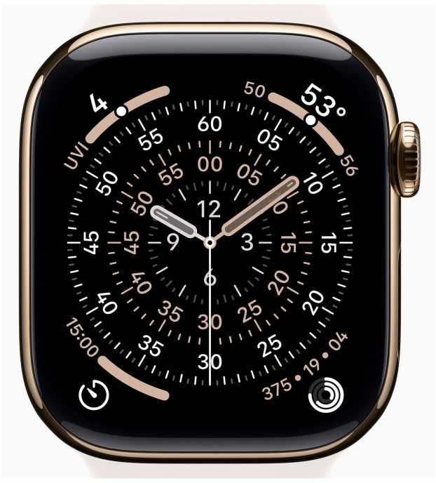 Išmanusis laikrodis Apple Watch 11 GPS + Cellular 42mm Gold Titanium Sport Band S/M Rožinė (MF8W4ZR/A)
