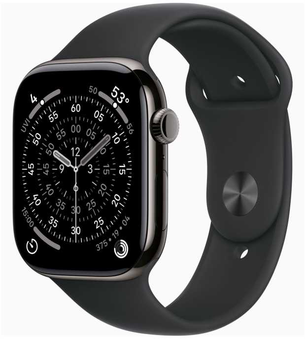Išmanusis laikrodis Apple Watch 11 GPS + Cellular 46mm Slate Titanium Sport Band S/M Juodas (MFD14MP/A)