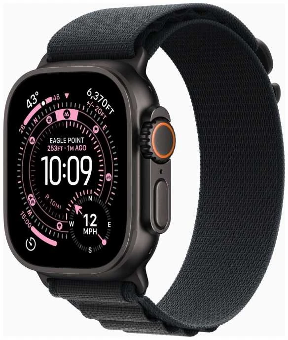 Išmanusis laikrodis Apple Watch Ultra 3 OLED 49 mm Skaitmeninis 422 x 514 pikseliai Lietimui jautrus ekranas 5G Juoda „Wi-Fi“ GPS (palydovinis)