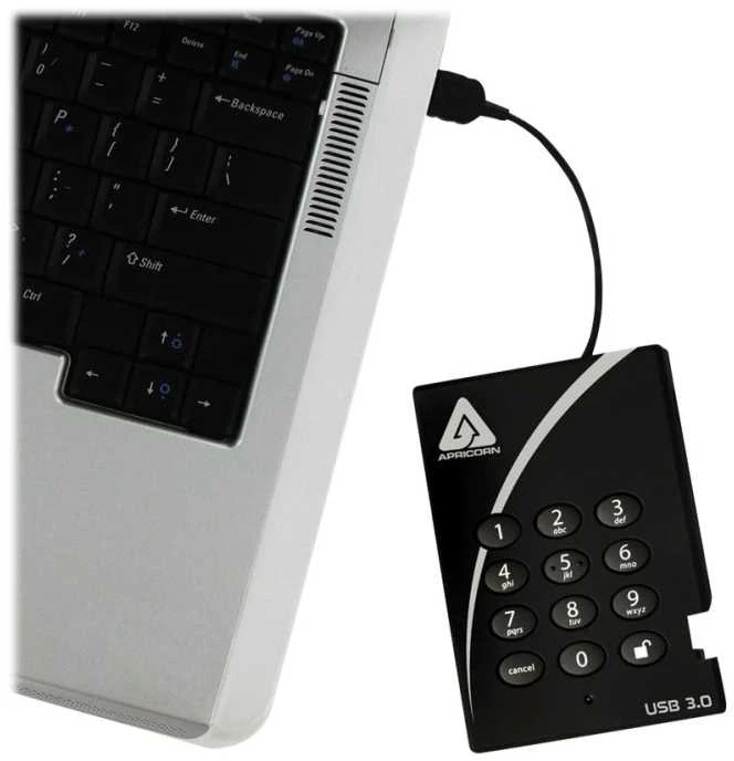 Kietasis diskas Dysk zewnętrzny HDD Apricorn Aegis Padlock 2TB Juodas (A25-3PL256-2000)