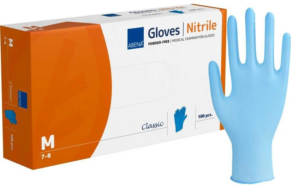 Abena Vienkartinės nitrilinės pirštinės, M, 100 vnt