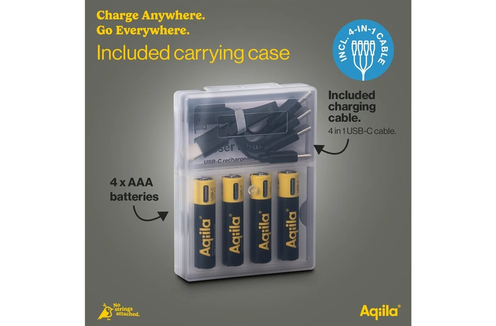 Įkraunami AAA akumuliatoriai „Aqiila C720-H Pro“, 600 mAh, 1,5 V, USB-C, 4 vnt.