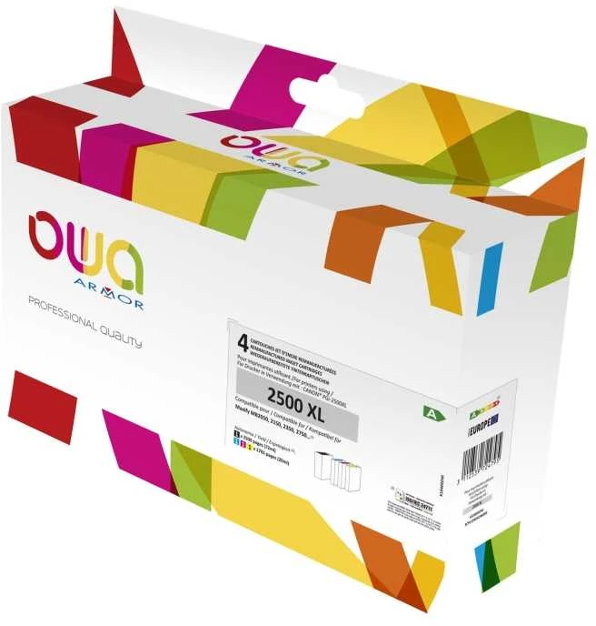 OWA Armor cartridge pro CANON, PACK4 REMAN. PGI-2500XL BCMY, 72ml/3x20ml/2500p/3x1765p, juoda/juodas+1C+1M+1Y