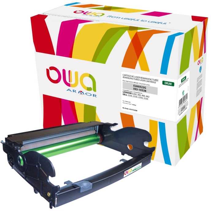 OWA Armor būgnas, skirtas LEXMARK E260, 360, 460, 462, 30000 puslapių, E260X22G, būgnas