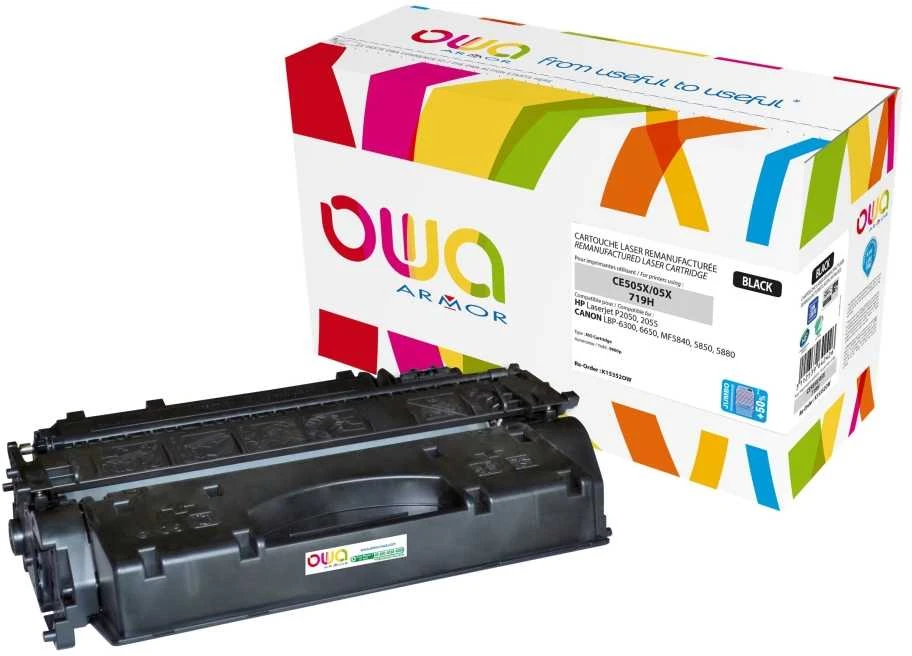 Toneris OWA Armor Armor juodas Tonerio kasetė HP 05X, HP CE505X, skirta HP LaserJet P2054, P2055, P2056, P2057 (K15352OW)