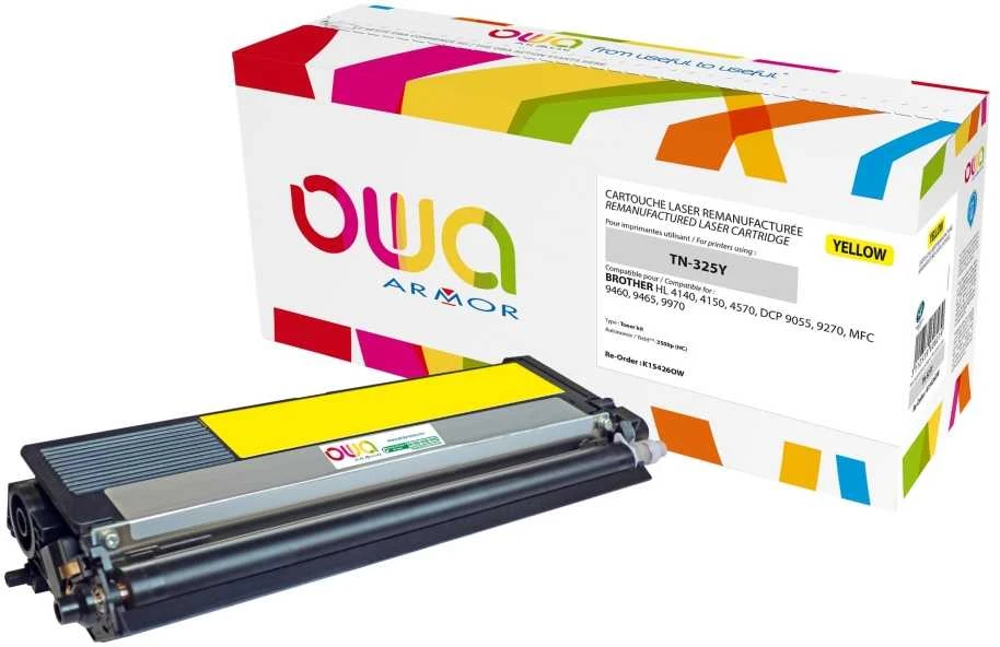 OWA Armor dažai, skirti BROTHER HL 4140, 4150, 4570, MFC 9460 DCP 9055, 9270, 3500 puslapių, TN325Y, geltona (TN-325Y)