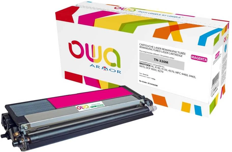 OWA Armor Toneris, skirtas BROTHER HL 4140, 4150, 4570, MFC 9460 DCP 9055, 9270, 1500 puslapių, TN320M, raudona / rausvai raudona (TN-320M)
