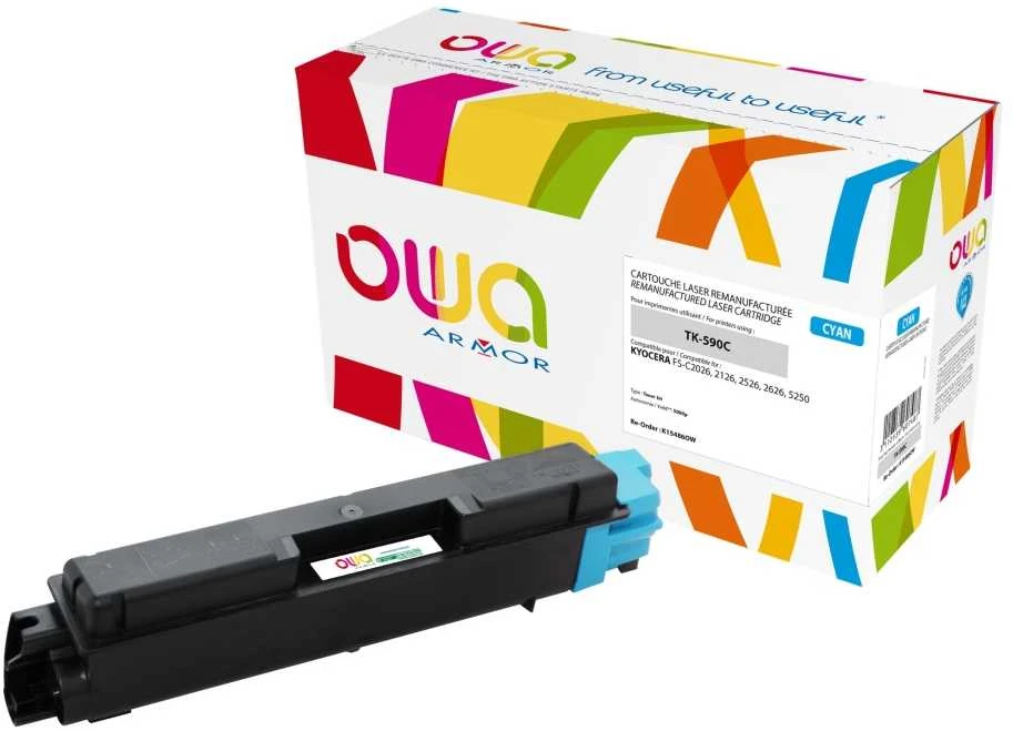 OWA Armor toner pro KYOCERA FS-C5250, 2026, 5000 Stran, TK590C, modrá/cyan + atliekų dėžė (TK-590C)