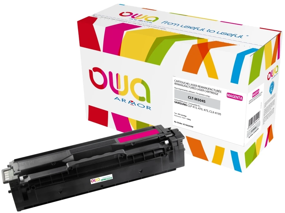 OWA Armor tonerio kasetė SAMSUNG CLP-415, CLX-4195, 1800 spalvų, CLTM504S, raudona/purpurinė (CLT-M504S, SU292A)