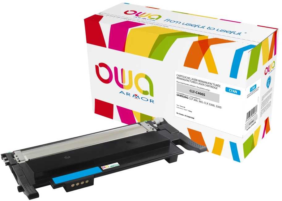 OWA Armor dažai, skirti SAMSUNG CLP 360, 365, CLX 3300, 3305, 1000 puslapių, CLTC406S, mėlyna / žalsvai mėlyna (CLT-C406S, ST984A)