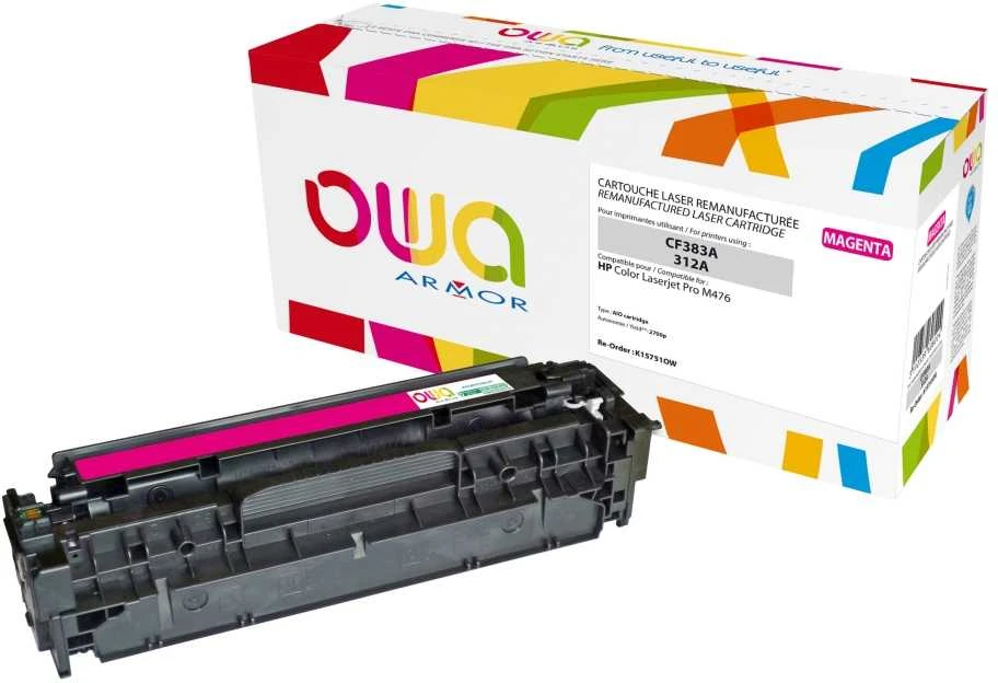 Toneris OWA Armor OWA Armor toneris pro HP Color Laserjet Pro M476, 2700 Stran, CF383A, raudona / purpurinė