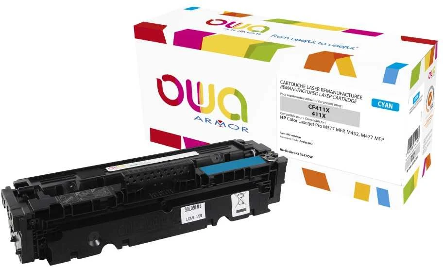 Toneris OWA Armor OWA Armor toner pro HP Color Laserjet Pro M377 MFP, M452, M477 MFP, 5000 stran, CF411X, modrá / cyan