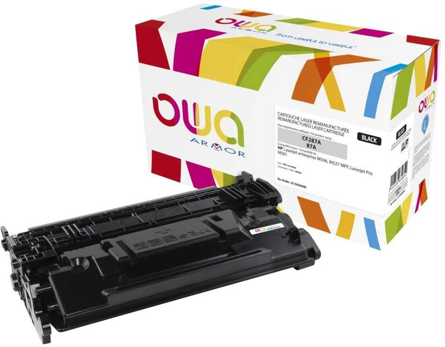 Toneris OWA Armor Armor OWA – juodas – Tonerio kasetė (Alternatyva: HP CF287A, HP 87A) – skirta HP LaserJet Enterprise Flow MFP M527, LaserJet Managed MFP M527, LaserJet Pro M501 (K15958OW)
