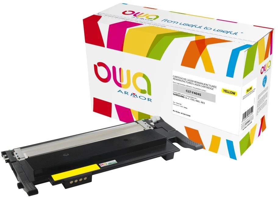 OWA Armor dažai, skirti SAMSUNG XP C430, C480, SU444A, 1000 puslapių, geltona (CLT-Y404S)