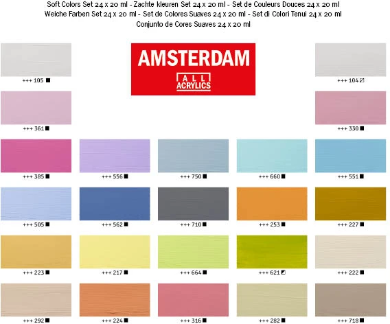 Artequipment Amsterdam Standard Series acrylic paint soft colors set | 24 x