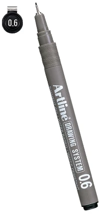 Artline EK-236, Juodas, Juodas, Pilkas, Metallic, Round, Pigment-based ink, Nerūdijantis plienas, 0.6 mm