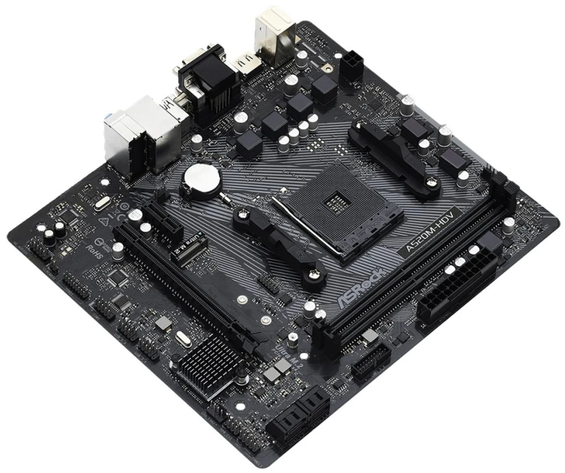 Pagrindinė plokštė ASROCK AMD A520 / SAM4 / MicroATX / 1xPCI-Express 3.0 1x / 1xPCI-Express 3.0 16x / 1xM.2 / Memory DDR4 / Atminties lizdai 2 / 1x15pin D-sub / 1xDVI / 1xHDMI / 2xAudio-In / 1xAudio-Out / 2xUSB 2.0 / 4xUSB 3.2 / 1xPS/2 / 1xRJ45