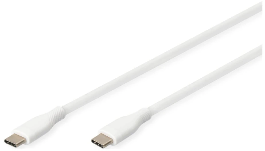 „Digitus“ silikoninis jungiamasis kabelis USB-C - USB-C, USB 2.0 60W, 0,5m Baltas