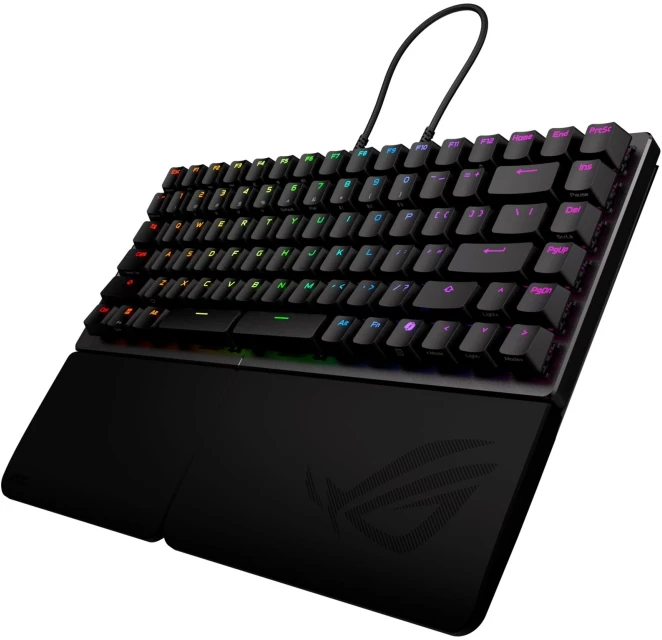 Klaviatūra ASUS ROG Falcata, 75%, Laidinis ir belaidis, USB + RF belaidis + „Bluetooth“, Magnetinis-mechaninis rakto jungiklis, RGB LED, Juoda