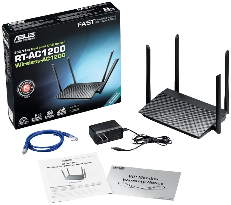 Maršrutizatorius Asus RT-AC1200 v.2/802.11ac/ 300+867 Mbit/s, 10/100 Mbit/s, Ethernet LAN (RJ-45) 4x, Antenna type 4xExternal/ Super-fast AC Wi-Fi/Easy 3-step setup/ASUS Router APP/Parental Control Asus RT-AC1200 v.2
