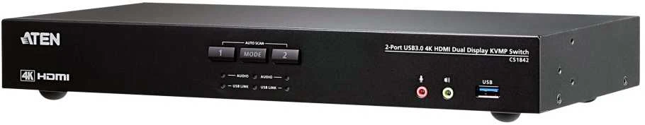 Aten | 2 prievadų USB 3.0 4K HDMI KVMP jungiklis dviem ekranams | CS1842