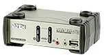 Aten 2 prievadų USB – PS/2 VGA KVM jungiklis su garso ir USB 2.0 šakotuvu (KVM kabeliai pridedami)
