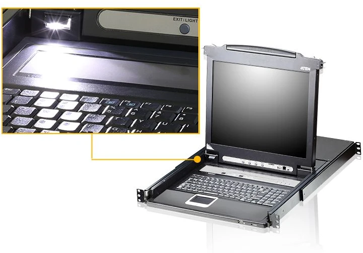 ATEN CL5708N-ATA-AG ATEN KVM 8 prievadų LCD 19 + baidarių lenta + jutiklinė plokštė USB-PS/2