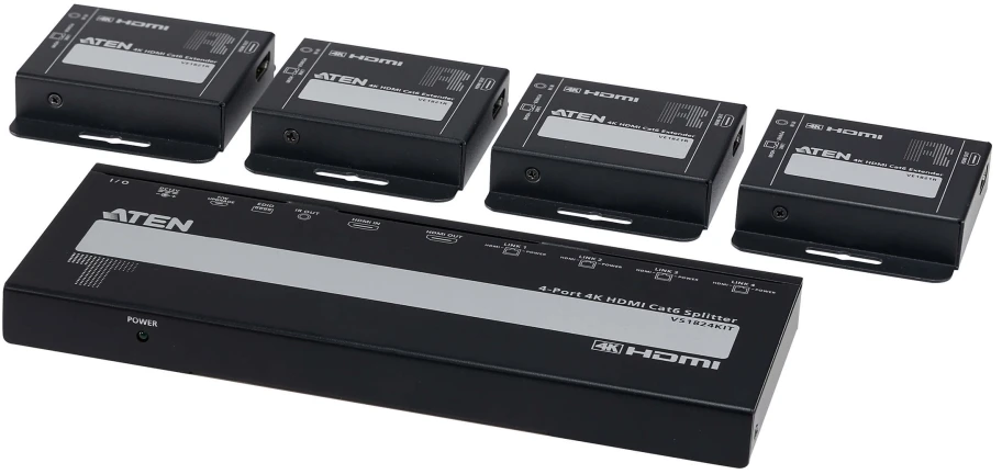 Aten AV signalo perdavimo sistema ATEN VS1824KIT 4 prievadų 4K HDMI Cat6 skirstytuvas su 4 imtuvais