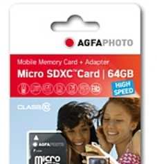 AgfaPhoto Micro SDXC UHS-I 64GB didelės spartos 10 klasės U1 + adapteris