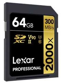 Atminties kortelė Lexar Professional 2000x UHS-II SDXC, 64 GB, 10 klasė, U3, V90, 260 MB/s, 300 MB/s