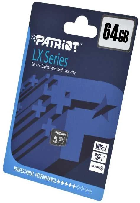 Patriot 64GB Micro SDXC atminties kortelė pakuotėje