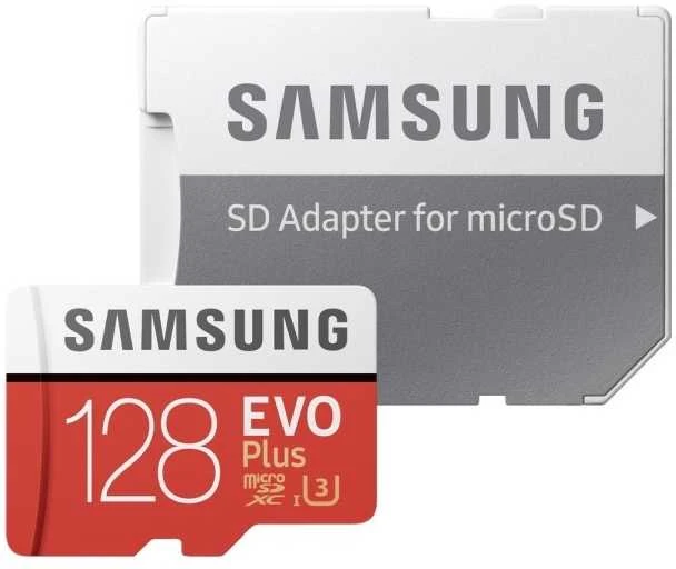 Atminties kortelė Samsung EVO Plus microSD 128 GB, Baltos spalvos