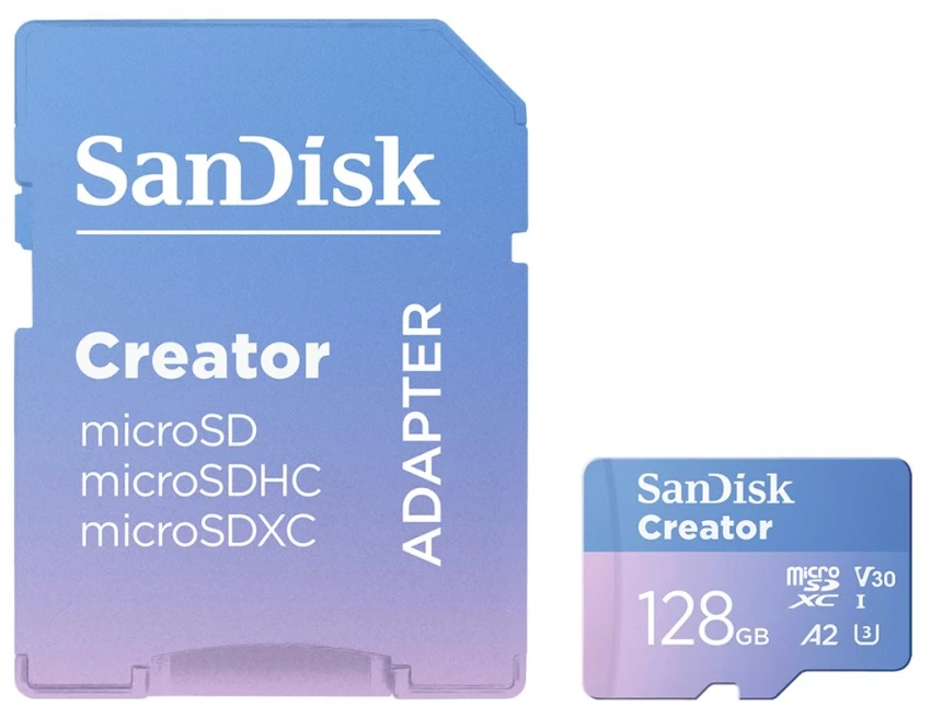 SanDisk Creator Micro SDXC 128 GB Class 10 UHS-I/U3 A2 V30 atminties kortelė (SDSQXAA-128G-GN6MS)