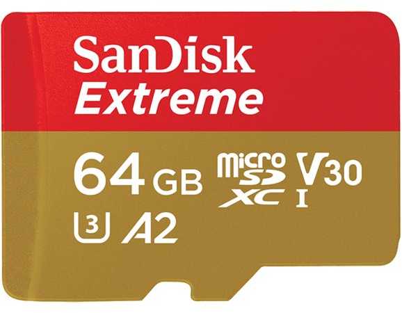 Atminties kortelė „SanDisk Extreme Micro SDXC 64GB“ + SD adapteris + „Rescue Pro Deluxe“ 160 MB/s A2 C10 V30 UHS-I U3; EAN: 619659169770
