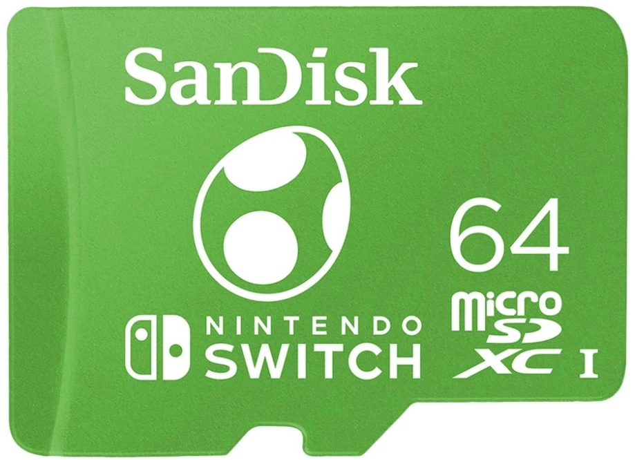Atminties kortelė SanDisk Nintendo Micro SDXC UHS-I kortelė, skirta Nintendo Switch, Yoshi Edition- 64GB, Iki 100MB/s skaitymo; iki 90MB/s rašyti