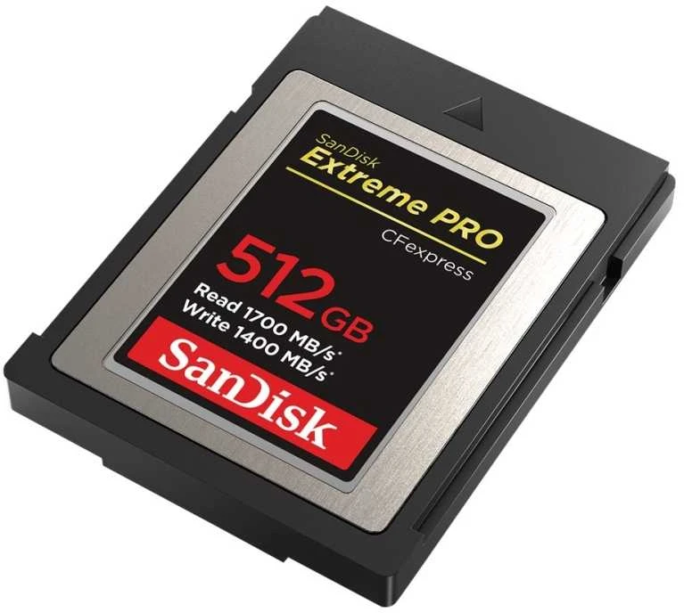 Atminties kortelė SanDisk Extreme PRO CFexpress B tipo kortelė, 512 GB, 1700 MB/s skaitymo greitis, 1200 MB/s rašymas