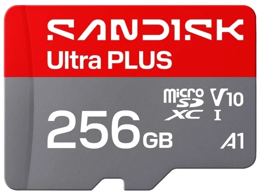 Atminties kortelė Sandisk Ultra PLUS micro SDXC karta 256GB UHS-I, V10, U1, C10, (200MB/s)