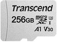 Atminties kortelė Transcend Micro SDXC USD300S 256GB CL10 UHS-I U3 Iki 95MB/S su adapteriu