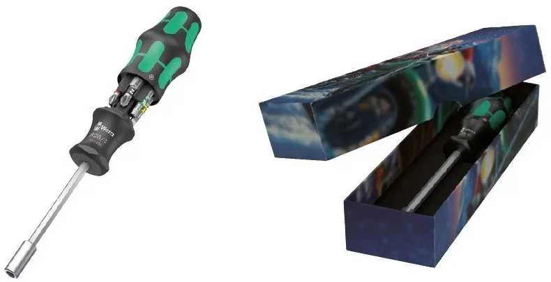 Atsuktuvo rankena su dėtuve 6 1/4 colio antgaliams, „Kraftform Kompakt 27 Set 1 Christmas 2025“, WERA [05135821001] kalėdinėje pakuotėje, dovana