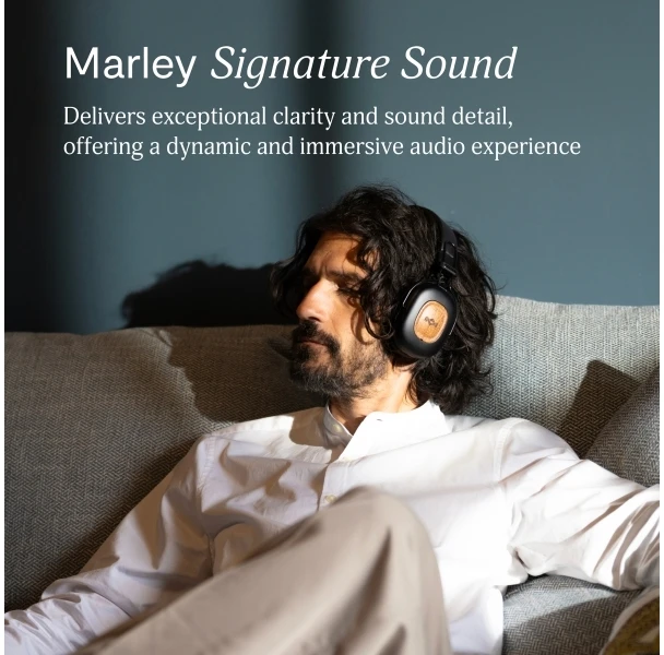 Ausinės House of Marley Positive Vibration Rebel ANC Signature Juoda