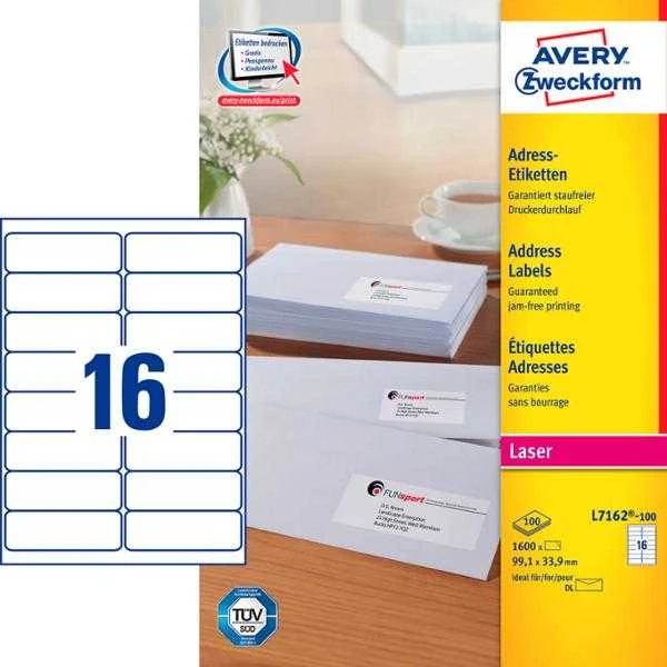 Avery Zweckform TIK.ZF L7162 99.1X33,9 100 ARK. / 2400 / ETIKETĖ - L7162-100