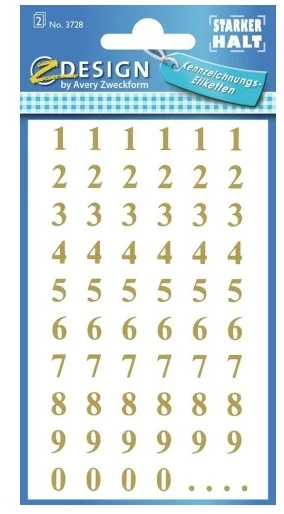 Avery Zweckform lipdukai auksinė numery (151975)