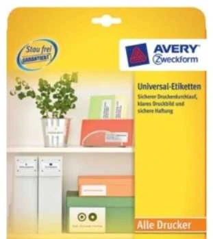 Avery Universalus bendrosios paskirties etiketės, 97 x 42,3 mm, balta, spausdintuvui, 120 vnt