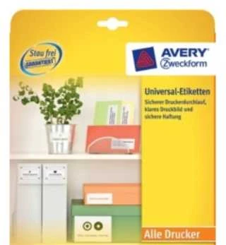 Avery „Zweckform“ universalios bendrosios paskirties etiketės, 210 x 297 mm, baltos, spausdintuvui, 10 vnt. -6125