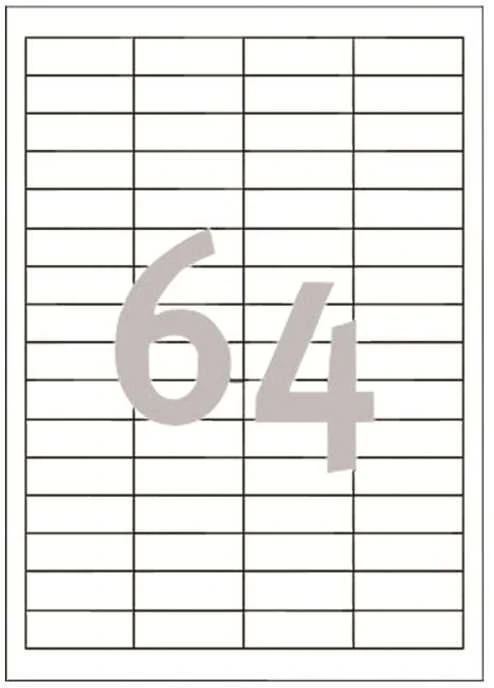 Lipnios etiketės Avery Zweckform, A4, 48,5×16,9mm, 64 etiketės lape, 100 lapų, baltos spalvos