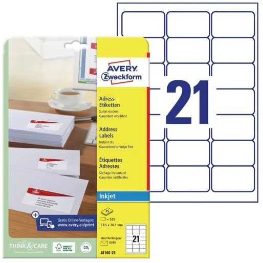 Avery Zweckform ETIKETĖ ZF J8160-25ARK ADRESAS balta - J8160-25