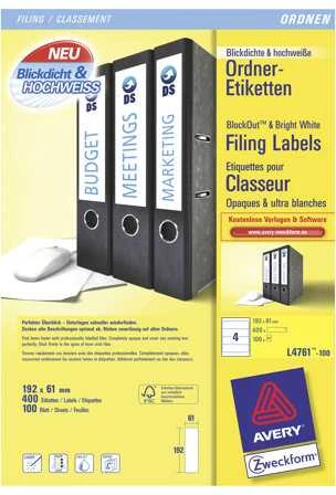 Avery Zweckform failo etiketės 61 x 192 mm (L4761-100)