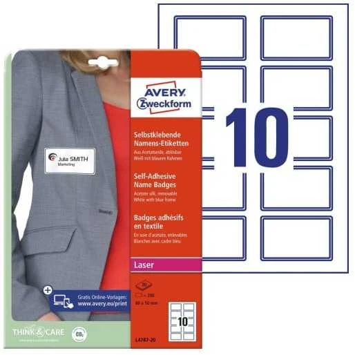 Avery Zweckform Avery L4787-20, Balta, Lazeris, 80 x 50 mm, 200 vnt., 20 lapų