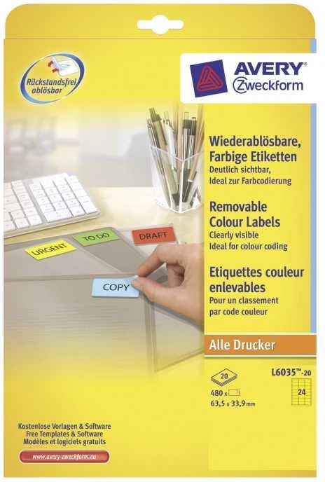 Avery Zweckform LABEL. ZF L6035 MONITE 63.5X9MM Įprasta ETIKETĖ - L6035- 20